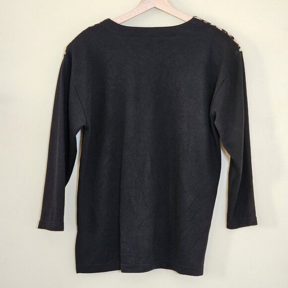 Nonpareil Top Womens L Leopard Animal Design 3/4 Sleeves Pullover Vintage 1980s - Picture 2 of 13